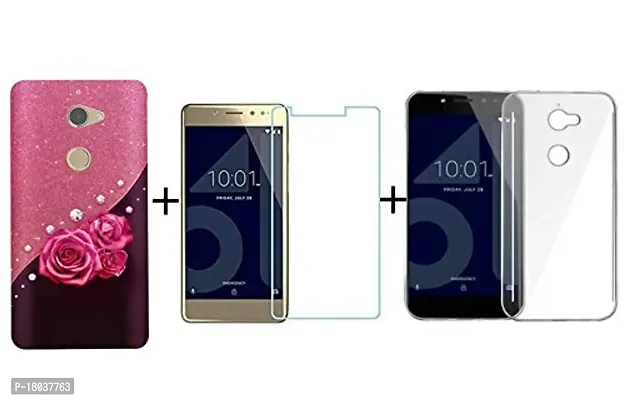 AC ADITI CREATIONS Printed with Transparent Back Cover N Tempered Glass (Combo Offer) for Lg W30