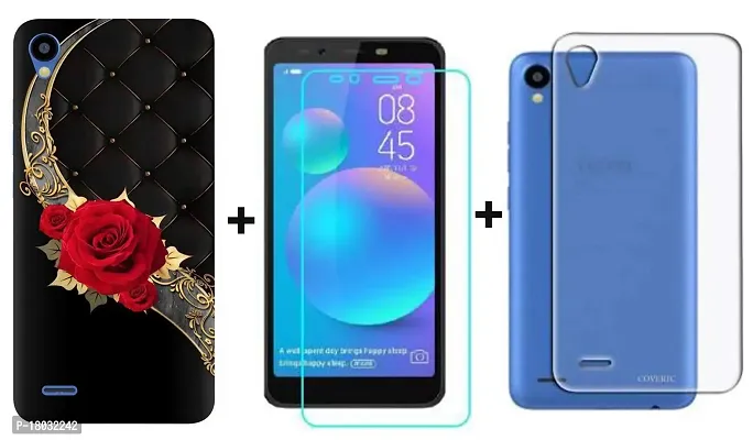 AC ADITI CREATIONS Printed with Transparent Back Cover N Tempered Glass (Combo Offer) for Tecno Camon I Ace