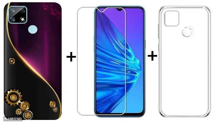AC ADITI CREATIONS Printed with Transparent Back Cover N Tempered Glass (Combo Offer) for Realme C12