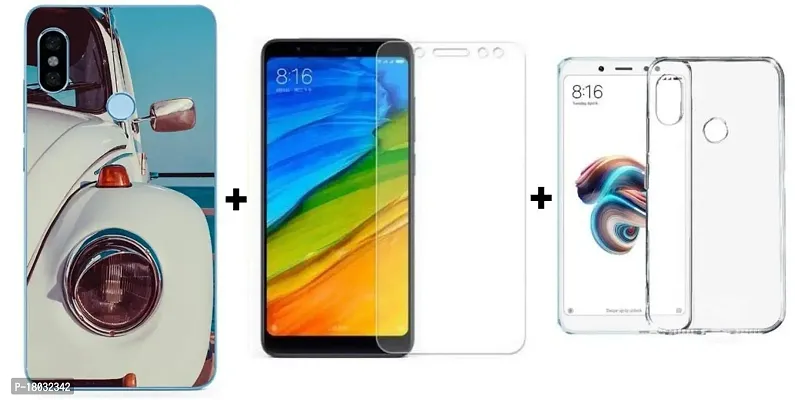 AC ADITI CREATIONS Printed with Transparent Back Cover N Tempered Glass (Combo Offer) for Xiaomi Mi Redmi Note 5 Pro