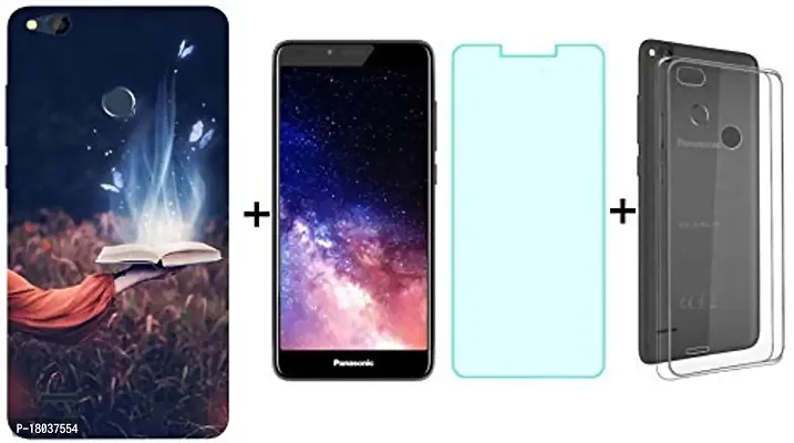 AC ADITI CREATIONS Printed with Transparent Back Cover N Tempered Glass (Combo Offer) for Panasonic Eluga I7