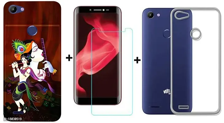 AC ADITI CREATIONS Printed with Transparent Back Cover N Tempered Glass (Combo Offer) for Itel S21