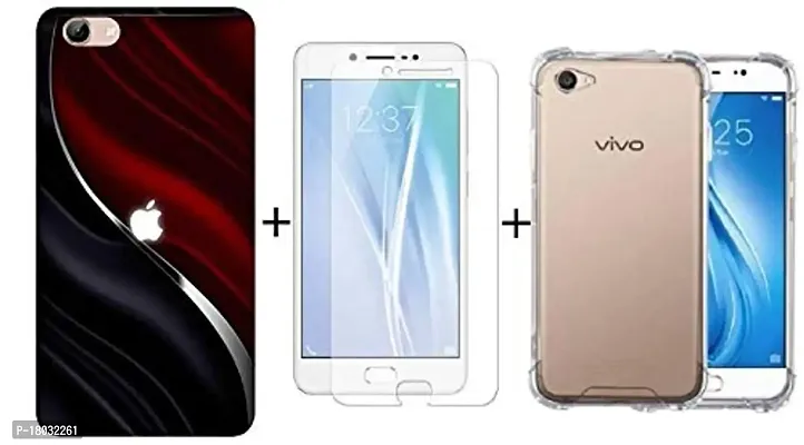 AC ADITI CREATIONS Printed with Transparent Back Cover N Tempered Glass (Combo Offer) for VIVO Y 69