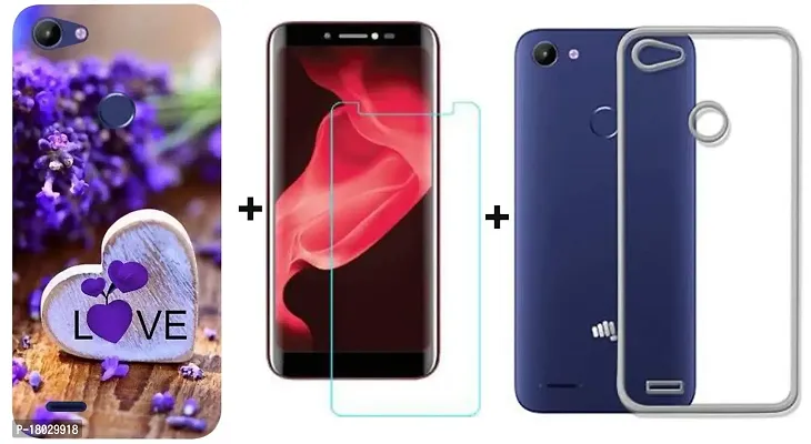 AC ADITI CREATIONS Printed with Transparent Back Cover N Tempered Glass (Combo Offer) for Itel A40