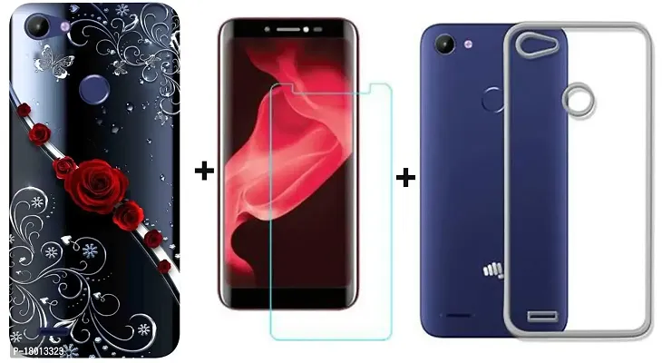 AC ADITI CREATIONS Printed with Transparent Back Cover N Tempered Glass (Combo Offer) for Itel A40-thumb0