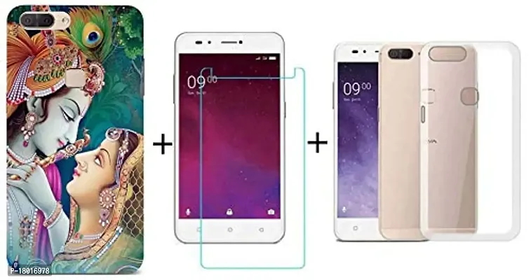 AC ADITI CREATIONS Printed with Transparent Back Cover N Tempered Glass (Combo Offer) for Lava Z90