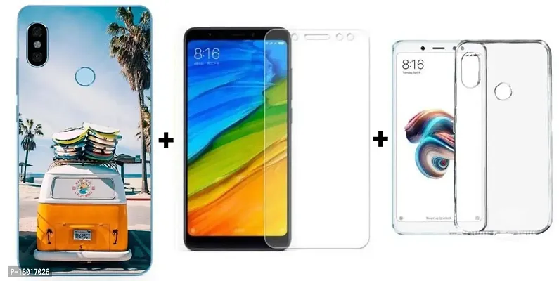 AC ADITI CREATIONS Printed with Transparent Back Cover N Tempered Glass (Combo Offer) for Xiaomi Mi Redmi Y3-thumb0