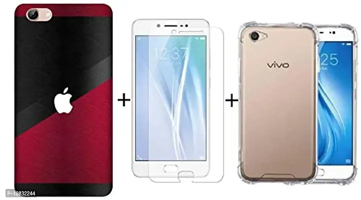 AC ADITI CREATIONS Printed with Transparent Back Cover N Tempered Glass (Combo Offer) for VIVO Y 69