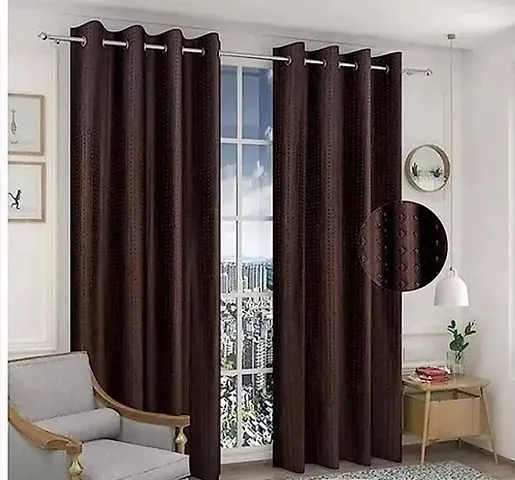 YOUTHFUL THREADS Heavy Designer Polyester Eyelet Curtain Room Darkening Crush Grommet Curtains for Door | Curtain for Living Room and Office