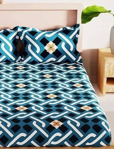 Printed Cotton Double Bedsheet with 2 Pillow Cover