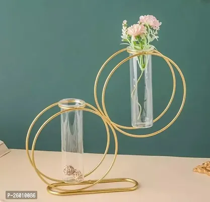 Metal Designer Geometric Flower Vase Without Flower Gold Finish Best For Living And Bedroom Room
