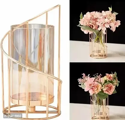 Modern Glass Plant Holder For Home Decoration Metal Gold Hydroponic Plants Stand For Living-thumb0