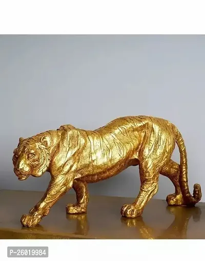 Tiger Sculpture Statue Golden Color For Home Decor-thumb0