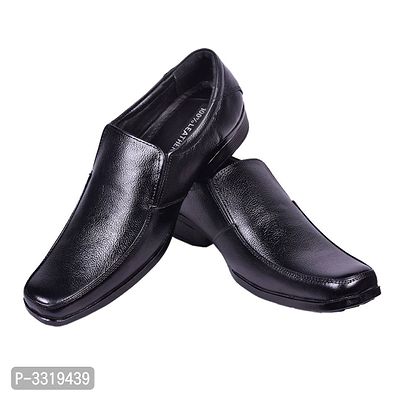 Men's Black Solid Synthetic Leather Slip on Formal Shoes-thumb0