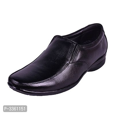 Men's Black Solid Faux Leather Slip on Formal Shoes-thumb0