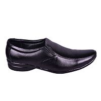 Men's Black Solid Faux Leather Slip on Formal Shoes-thumb1