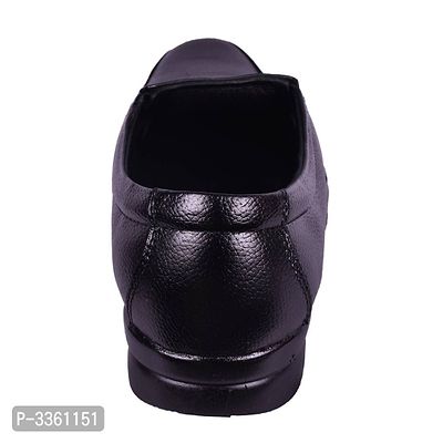 Men's Black Solid Faux Leather Slip on Formal Shoes-thumb3