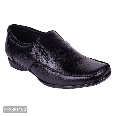Faux Leather Black Formal Slip On Shoes