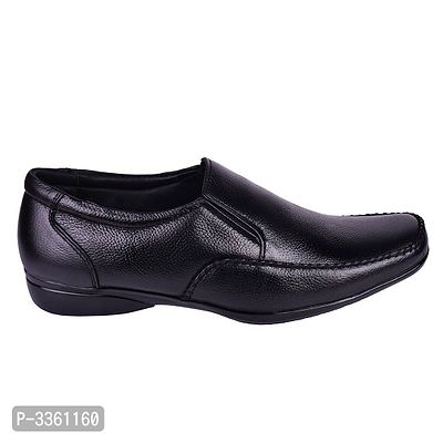 Faux Leather Black Formal Slip On Shoes-thumb3
