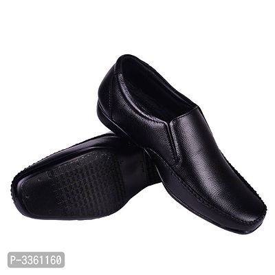 Faux Leather Black Formal Slip On Shoes-thumb4