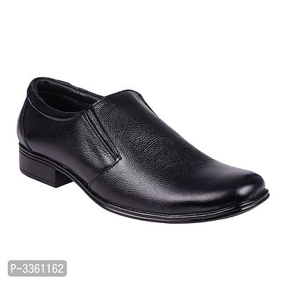 Faux Leather Mens Formal Black Slip On Shoes-thumb0