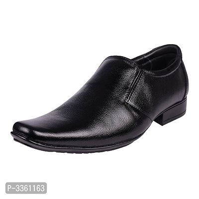 Genuine Leather Men's Formal Black Slip On Shoes-thumb0