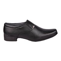 Black Solid Synthetic Slip on Formal Shoes-thumb1