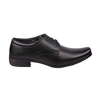 Black Solid Synthetic Leather Lace Up Formal Shoes-thumb1