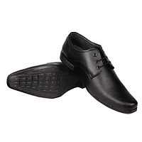 Black Solid Synthetic Leather Lace Up Formal Shoes-thumb3