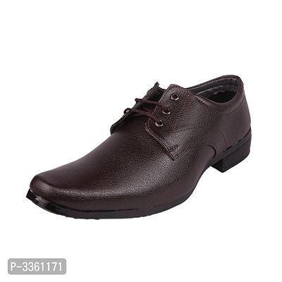 Brown Solid Synthetic Leather Slip on Formal Shoes