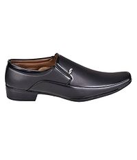 Black Solid Synthetic Leather Slip on Formal Shoes-thumb1