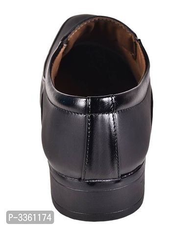 Black Solid Synthetic Leather Slip on Formal Shoes-thumb3