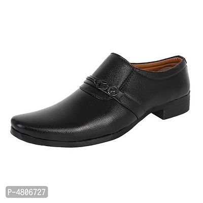 Men's Classic Black Synthetic Leather Slip-On Formal Shoes
