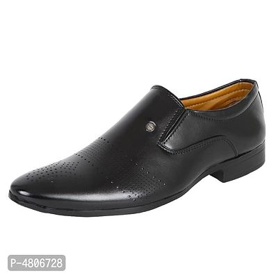 Men's Classic Black Synthetic Leather Slip-On Formal Shoes-thumb0