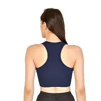 Kopykat Women's Non Padded Wire Free Fourway Lycra Sports Bra (kop-bra-12_Navy Blue_X-Large)-thumb3