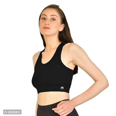 Kopykat Women's Non Padded Wire Free Fourway Lycra Sports Bra (kop-bra-12_Black_Large)-thumb3