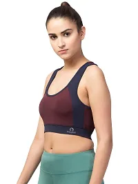 Kopykat Women's Non Padded Wire Free Fourway Karara Lycra Sports Bra (kop-bra-13_Wine & Navy_Medium)-thumb2