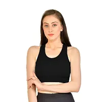 Kopykat Women's Non Padded Wire Free Fourway Lycra Sports Bra (kop-bra-12_Black_Large)-thumb4