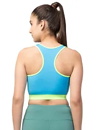 Kopykat Women's Non Padded Wire Free Fourway Lycra Sports Bra (kop-bra-14_Blue_Small)-thumb1