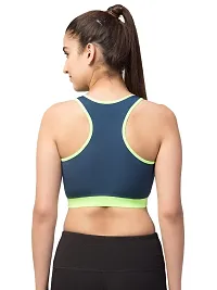 Kopykat Women's Non Padded Wire Free Fourway Lycra Sports Bra (kop-bra-14_Airforce Blue_Small)-thumb1