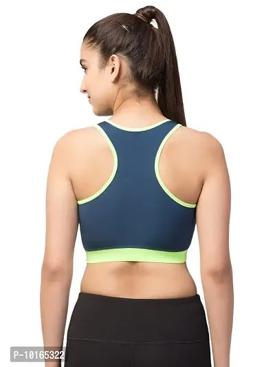 Kopykat Women's Non Padded Wire Free Fourway Lycra Sports Bra (kop-bra-14_Airforce Blue_Small)-thumb2