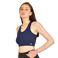 Kopykat Women's Non Padded Wire Free Fourway Lycra Sports Bra (kop-bra-12_Navy Blue_X-Large)-thumb1