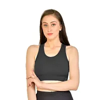 Kopykat Women's Non Padded Wire Free Fourway Lycra Sports Bra (kop-bra-12_Dark Grey_Small)-thumb4