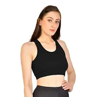 Kopykat Women's Non Padded Wire Free Fourway Lycra Sports Bra (kop-bra-12_Black_Large)-thumb1