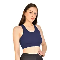 Kopykat Women's Non Padded Wire Free Fourway Lycra Sports Bra (kop-bra-12_Navy Blue_X-Large)-thumb2