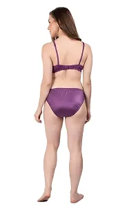 Kopykat Full Coverage Non Padded Wirefree Nylon 2 Way Lycra Bra and Panty Lingerie Set (Purple - 30)-thumb3