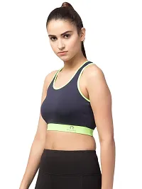 Kopykat Women's Non Padded Wire Free Fourway Lycra Sports Bra (kop-bra-14_Navy Blue_Small)-thumb2