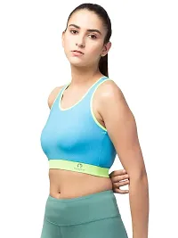 Kopykat Women's Non Padded Wire Free Fourway Lycra Sports Bra (kop-bra-14_Blue_Small)-thumb2