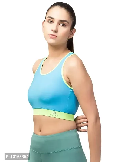 Kopykat Women's Non Padded Wire Free Fourway Lycra Sports Bra (kop-bra-14_Blue_Small)-thumb3