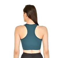 Kopykat Women's Non Padded Wire Free Fourway Lycra Sports Bra (kop-bra-12_Teal Blue_X-Large)-thumb3